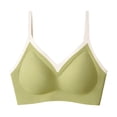 thumbnail image 2 of CBASIHI Wireless Triangle Bras for Women- Adjustable Thin Straps Seamless Breathable Mesh Contrast Trim Push Up Supportive Everyday Bras Green Size S-2XL, 2 of 6