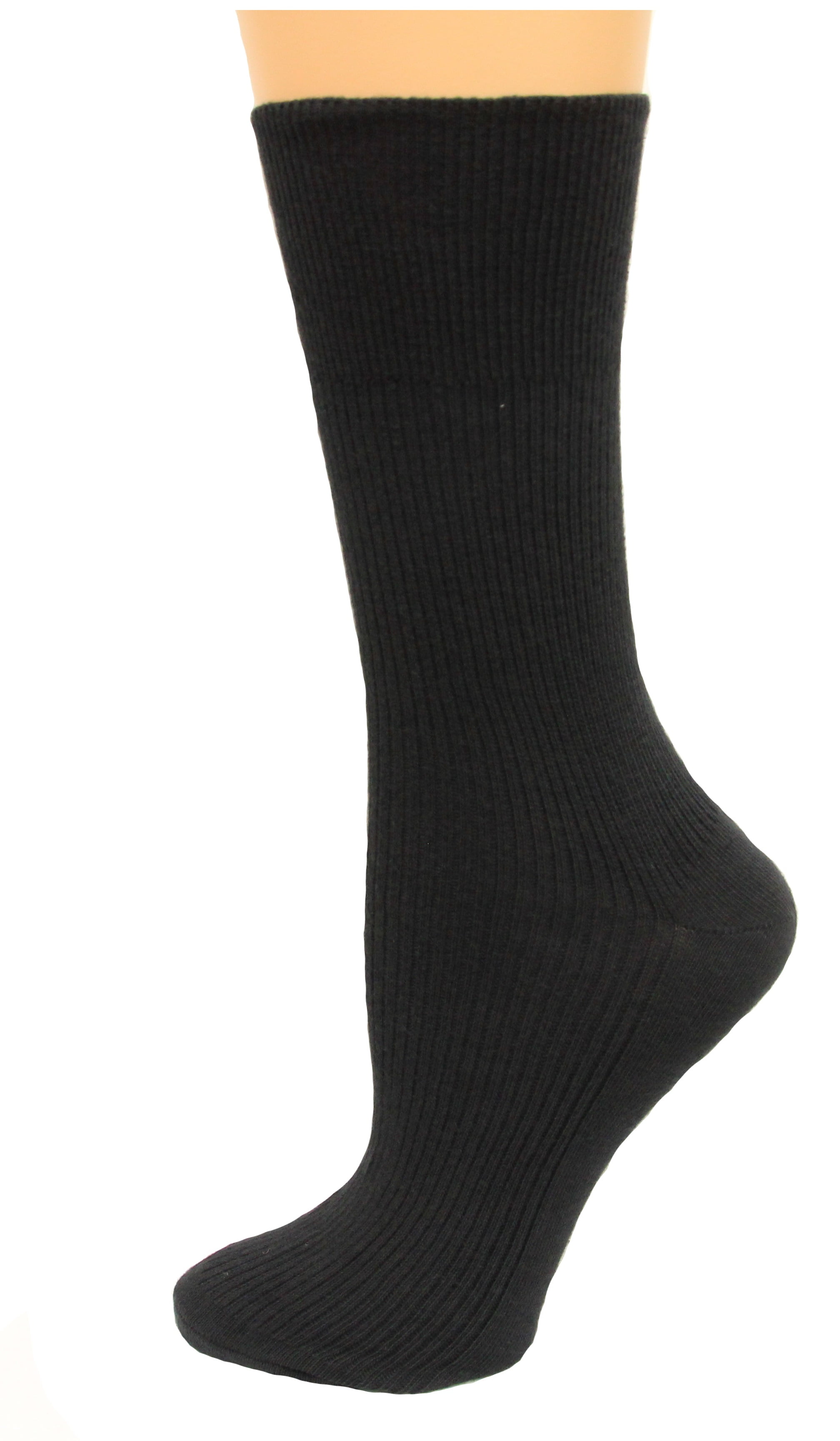Carolina Ultimate Diabetic NonBinding Crew Socks 2 Pair, Black, Women