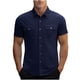 thumbnail image 2 of Ceisia Men's Relaxed Fit Corduroy Short Sleeve Turndown Collar Shirt with Dual Chest Pockets Navy XL Gifts, 2 of 6