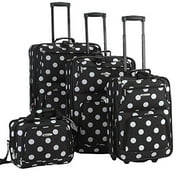 Rockland Polka Softside Upright Luggage Set, Black Dot, 4-Piece (14/19/24/28)