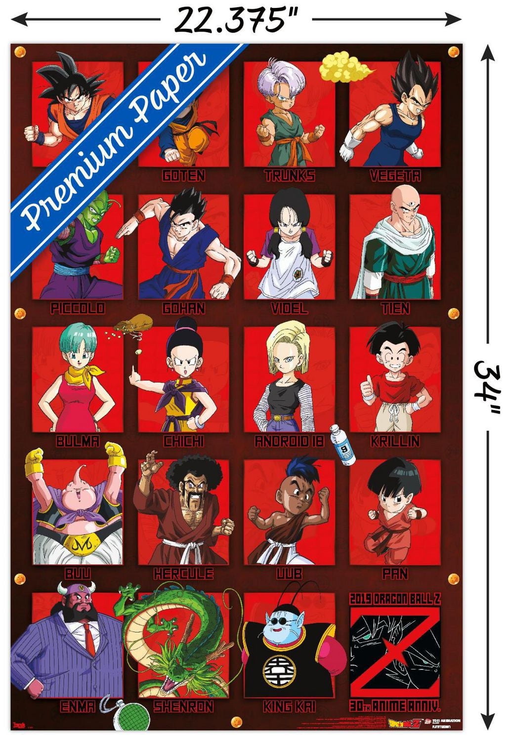 Dragon Ball Z - Anniversary Wall Poster, 14.725" x 22.375"