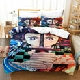 thumbnail image 1 of Ghost Slayer Anime Characters Bedding Set With Pillowcases Cartoon Duvet Cover With Zipper Closure Soft Microfiber Single 135*200 Cm, 1 of 5