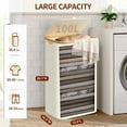 thumbnail image 2 of Inadays Laundry Basket Clothes Laundry Hamper 100L with Lid with Bamboo Handles and A Removable Laundry Bag Large Collapsible Foldable Laundry Hamper for Bedroom, Bathroom, Dorm, Laundry Room, 2 of 7
