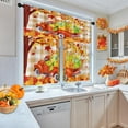 thumbnail image 3 of Fall Retro Truck Pumpkin Kitchen Window Curtains Valance and Tier Set 36 Inch, Maple Leaf Orange Plaid 3 Piece Window Treatment Tiers for Living Room Bedroom Kitchen Decor Drapes, 3 of 6