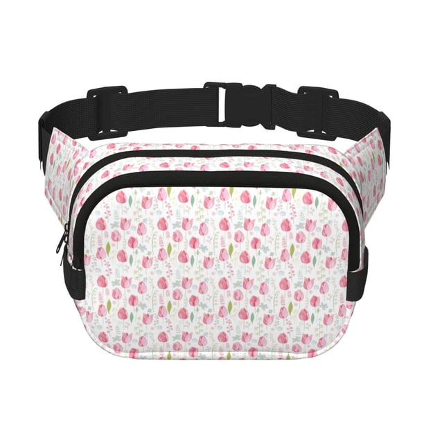 Disketp Tulips Flowers Riñonera de Doble Capa, Bolsa de Cintura Ajustable para Viajes, Correr y Senderismo, Riñonera Ligera para Hombre y Mujer