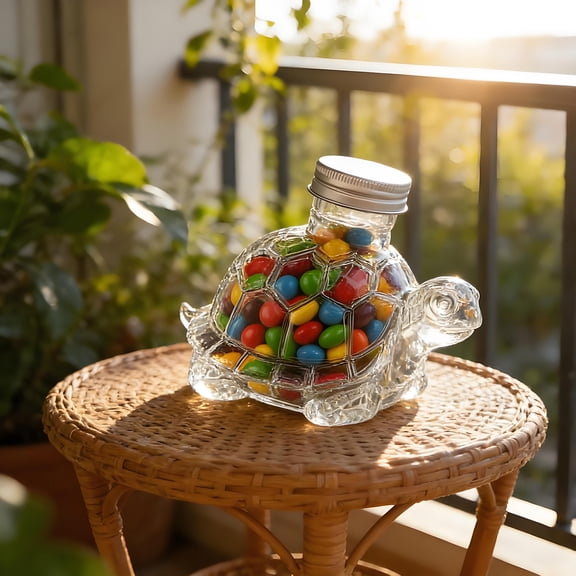 Wovilon Adorable Pet Themed Candy Jar, Turtle Shaped Airtight Glass Canister with Lid for Countertop, Decorative Storage for Treats, Coffee Pods, Perfect Novelty Gift for Turtle & Pet Lovers