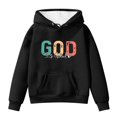 thumbnail image 3 of WOYY Little Girls Graphic Hoodie God Print Hooded Sweatshirt Casual Sport Pullover Top, 3 of 3