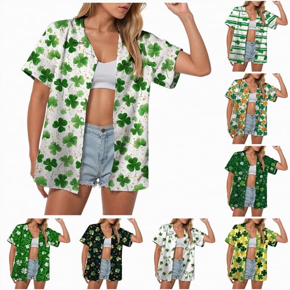 vigerkar Womens St Patricks Day Shirt 2026 Funny Irish Shamrock Print Shirts (AG, M)