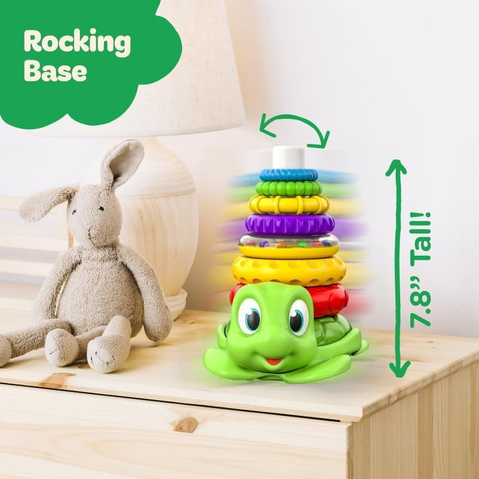 Move2Play, Turtle Stacking Toy, Includes 7 Unique Rings, Montessori Development, Baby Toy, Gift for 1 Year Old Boys & Girls, Ages 0-6+, 9, 10, 12, 18+ Months