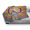thumbnail image 3 of Retro Soft Flannel Fleece Throw Blanket, Colorful Guitar and Peace and Dove Dedicated to the Woodstock Tribute, Cozy Plush for Indoor and Outdoor Use, 50" x 70", Multicolor, by Ambesonne, 3 of 6