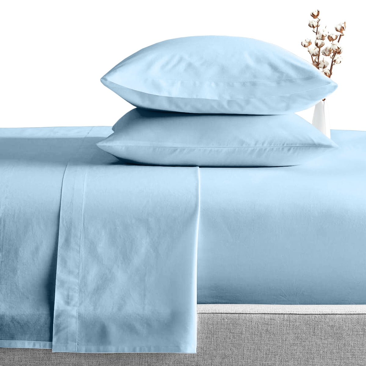 Grayson Collection Luxury Sateen Queen Fitted Sheet 950 TC Light Blue 