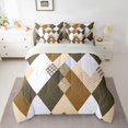 thumbnail image 2 of Feelyou Vintage Checkered Bedding Comforter Set 7 Pieces, Abstract Geometric Full Bedding Set, Hexagon Gingham Reversible Fitted Sheet Flat Sheet, Luxury Bedroom Decor, 2 of 7