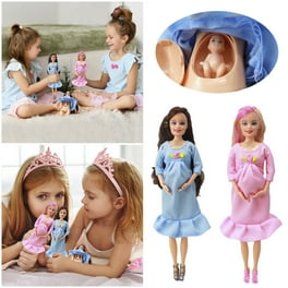 Mnycxen Blue Dress Soft Plastic Pregnant Doll with Baby
