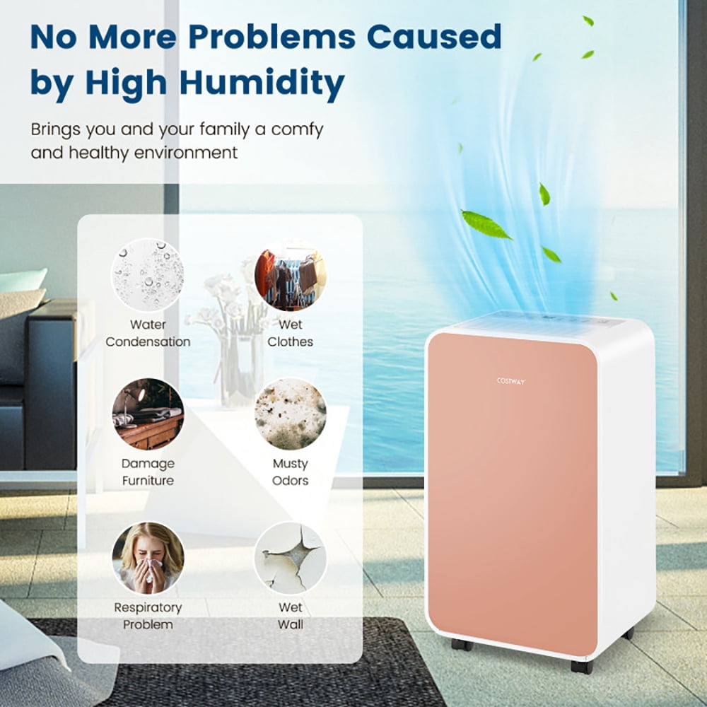 Canddidliike 32 Pints/Day Portable Quiet Dehumidifier for Rooms up to 2500 Sq. Ft-Pink, Dehumidifier for Large Room and Basements