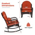 thumbnail image 3 of Gymax Chaise Berçante en Osier pour Patio, Porche, Terrasse, Mobilier d'Extérieur avec Coussin, 3 of 8