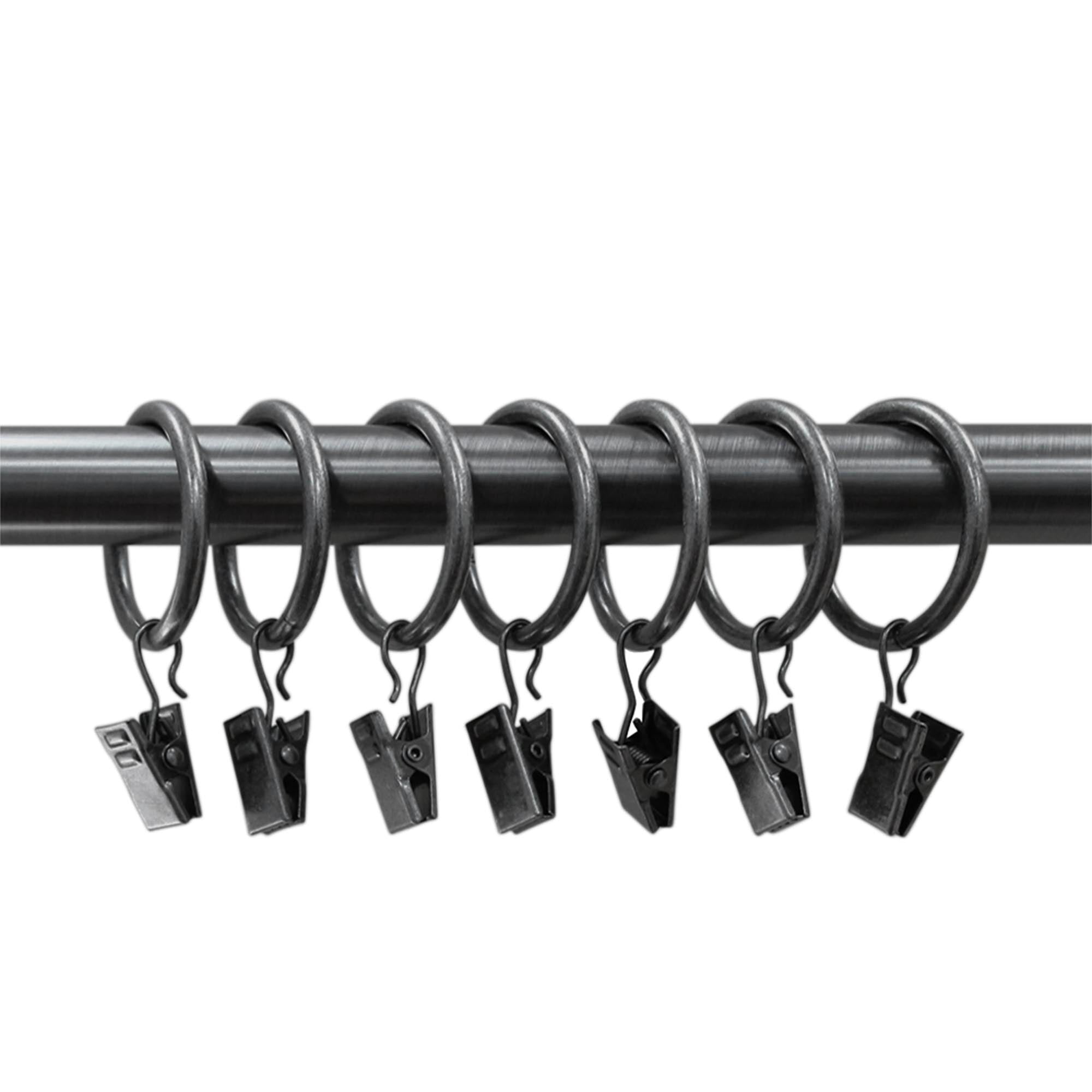 Lumi 1-1/4 in. Clip Rings For 3/4 in. Curtain Rods Gunmetal(7-Pack)