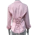 thumbnail image 7 of YanHoo Button Down Shirts for Women Wrinkle Free Long Sleeve Collared Dress Blouses Lace Up Back Casual Work Office Tunic Tops Pink,M, 7 of 7