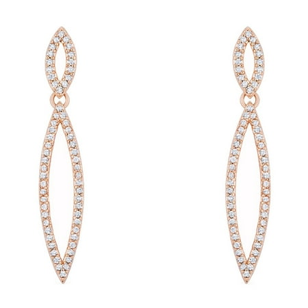 - Sara 1.2ct CZ Rose Gold Delicate Double Teardrop Drop Earrings