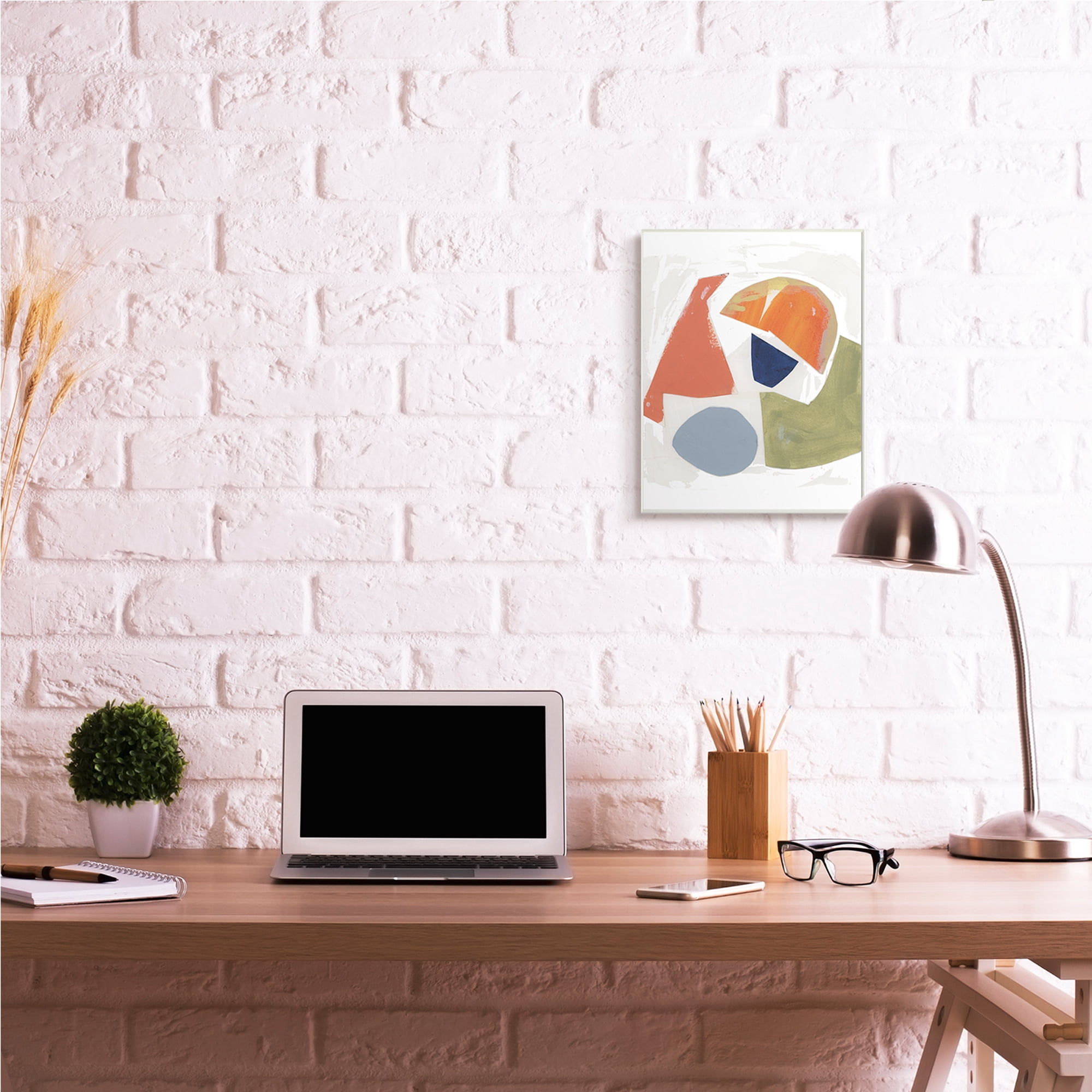 Stupell Industries Abstract Shape Collage Orange Green Blue,13 x 19,Designed by Unknown Artist