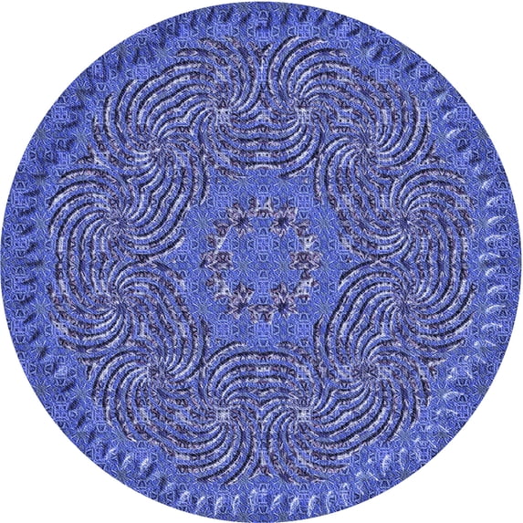 Ahgly Company Indoor Round Patterned Sky Blue Dress Blue Area Rugs, 4' Round
