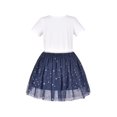 thumbnail image 2 of Robe Fille Paillettes Planète Étoile Argent Perle Perles Tulle Manches Courtes 4 Ans, 2 of 5