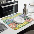 thumbnail image 3 of Pioneer Flower Floral Print Pattern Dish Drying Mat for Kitchen 1 Pack, Ultra Absorbent Microfiber Dishes Drainer Mats,16"x18", 3 of 6
