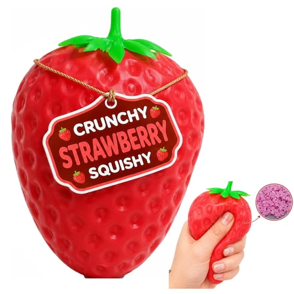 Squishy Crunchy Strawberry Sensory Toy Amazing Crunchy Strawberry Squishy with Tactile Bumps Helps Improve Focus and Relaxation Perfect Fidget for Classroom Office or Home Environment