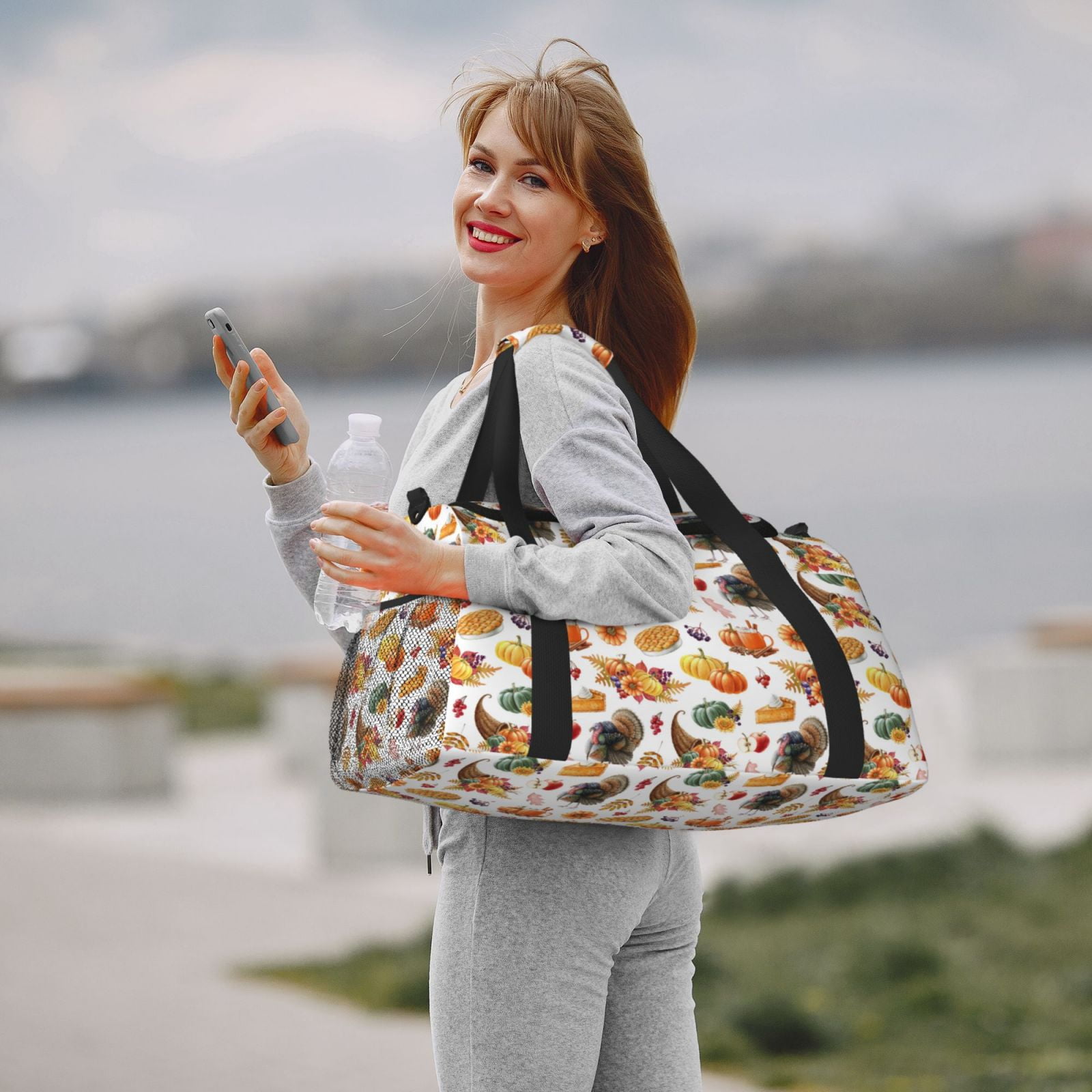 Fuzoiu Thanksgiving Turkeys 1 Print Travel Duffle Bag,Carry On Tote Bags,Duffel Bag,Sport Gym Bag, Hospital Bag for Labor and Delivery, Overnight Bag,Luggage Bag
