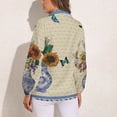 thumbnail image 2 of Spring Floral Celadon Long Sleeve Blouse Woman Streetwear Casual Shirts Summer Oversize Woman Streetwear Clothing Birthday Present, 2 of 7