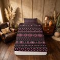 thumbnail image 4 of Manfei Bohemian Aztec Twin Sheets,Exotic Style Bedding, Pink Black, Black Reversible 3-Piece1 Flat Sheet + 1 Fitted Sheet + 1 Pillowcase, 4 of 6