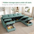 thumbnail image 4 of HONBAY Modular Convertible Sleeper Sofa Bed with Storage Ottomans for Living Room, Aqua Blue, 4 of 9