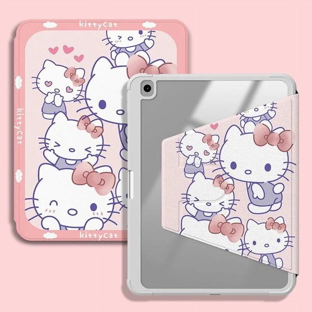 Sanrio Kawaii Hello Kitty Cinnamoroll Acrylic IPad Air 5 Protective Rotate Case IPad Pro 11 Inch 9th 10th Tablet Computer Cover Gift Festivals