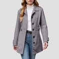 thumbnail image 2 of Quealent Pea Coats For Women Wool Blend Thicken Stand Collar Single Breasted Trench Coat Fashion A-Line Fall Winter Jackets Gray for Size L, 2 of 6