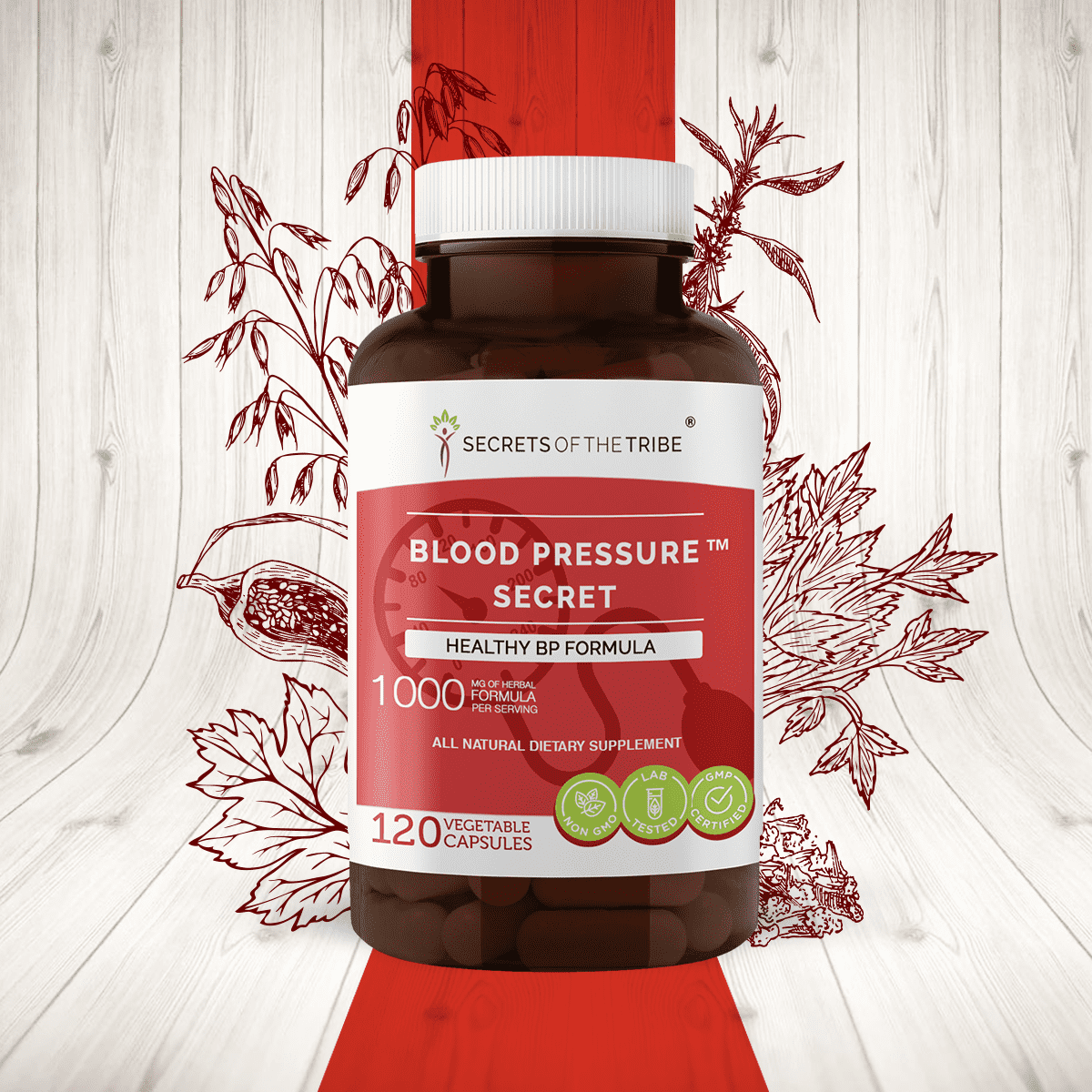 Blood Pressure Secret 120 Capsules, 500 mg, Hawthorn, Celery, Cardamom