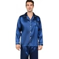 thumbnail image 1 of Pijamas Manga Larga Casual Solapa Satén Para Hombre Conjunto, 1 of 7