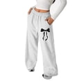 thumbnail image 2 of XEGLSBU Girls Pants Bow Drawstring Pants Straight Leg Athletic Casual Comfortable Soft Joggers for Play Relax z260731-White-1 Size 12-13 Years, 2 of 4