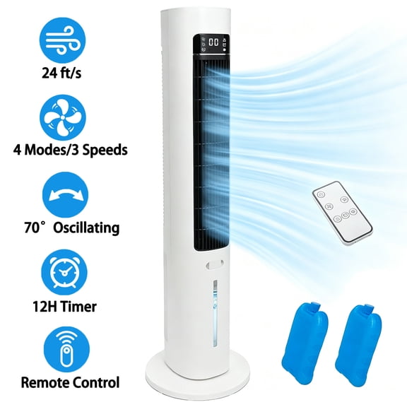 41 Inch Evaporative Air Cooler with 70° Oscillating, 4 Modes & 3 Speeds, Portable Air Conditioner with Remote Control, Swamp Cooler, 12h Timer, 24 ft/s