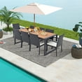 thumbnail image 4 of Costway 9 Pieces  Patio Rattan Dining Set with Acacia Wood Table, 1.9" Umbrella Hole, 4 of 10