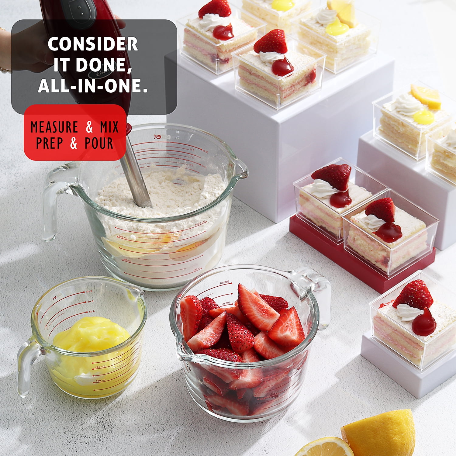 LammaLoe Glass Measuring Cup Set, 6 Piece Borosilicate Measuring Cups for Baking, Dry & Liquid Measuring, Dishwasher Safe