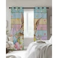 thumbnail image 3 of Easter Blackout Curtains 39 Inches Long, Spring Rabbit Eggs Floral Colorful Wooden Grain Thermal Insulated Black Out Curtains, Short Darkening Window Curtain for Cafe Bedroom 27.5"x39" 2 Panels, 3 of 9