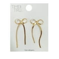 thumbnail image 3 of Time and Tru Herringbone Bow Shaped Gold Fashion Earrings, 3 of 3