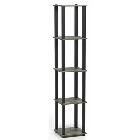 Furinno 11.6 W x 11.6 D x 57.7 H 5-Shelf Decorative Shelves, Gray and White