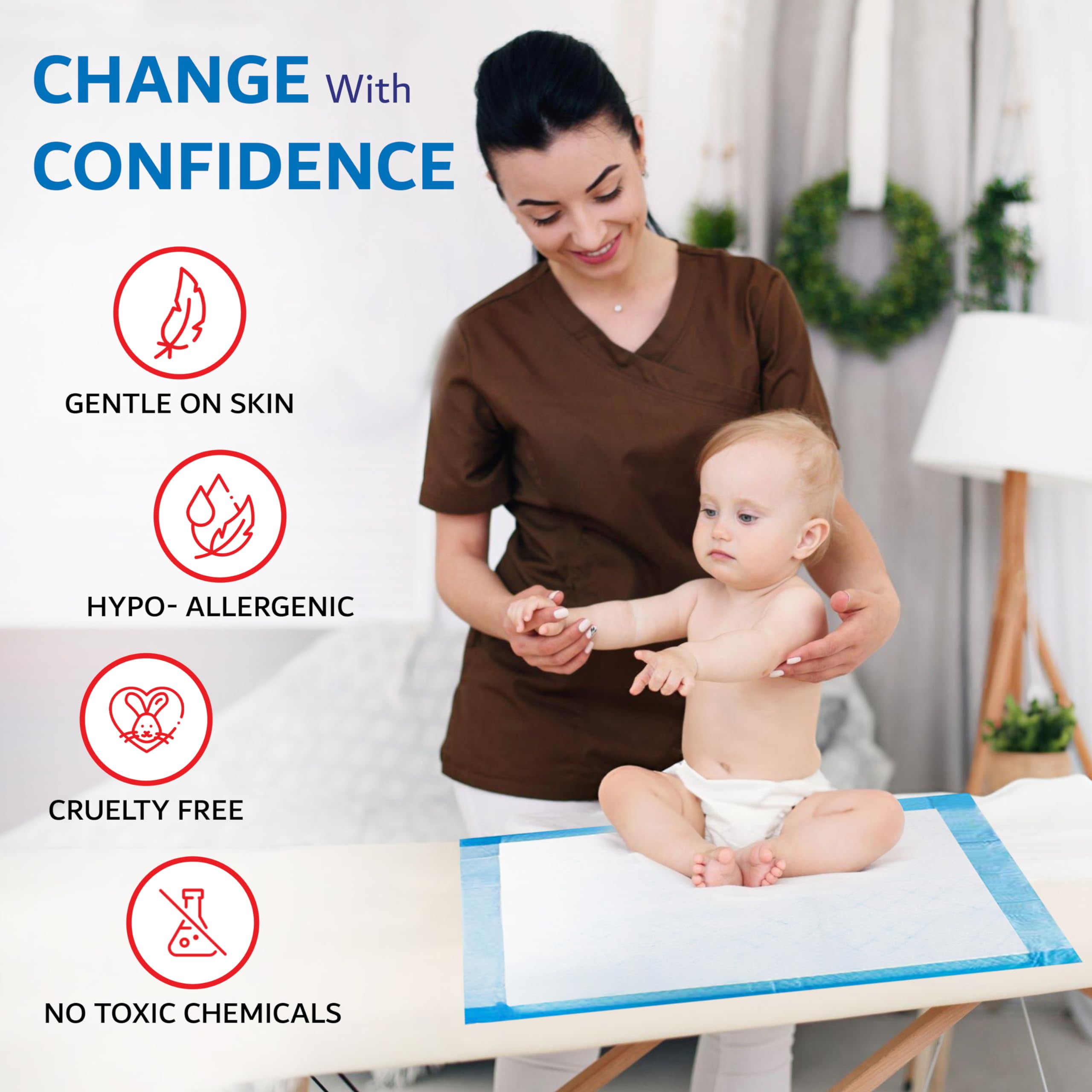 Henry Schein Disposable Underpads 23'' x 24'' (100-Count) Incontinence Pads, Bed Covers, Puppy Training | Thick, Leak Protection for Kids, Adults, Elderly | Liquid, Urine, Accidents