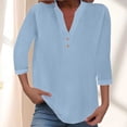 thumbnail image 2 of WEIYLL Ladies Summer Tops V Neck 3/4 Sleeve Button Solid Bu1 Top Sizes XL, 2 of 5