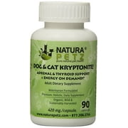 Natura Petz Dog and Cat Kryptonite Adrenal and Thyroid Support for Cushing's and Addison's Disease, Energy on Demand 90 Capsules, 420mg Per Capsule