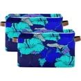 thumbnail image 2 of Coolnut Bright Blue Flowers Large Square Storage Basket Bin with Handles 2PCS, Foldable Multi Functional Closet Storage Box Shelf Basket for Storing Toys, Books and Clothes Decor Gifts, 2 of 7