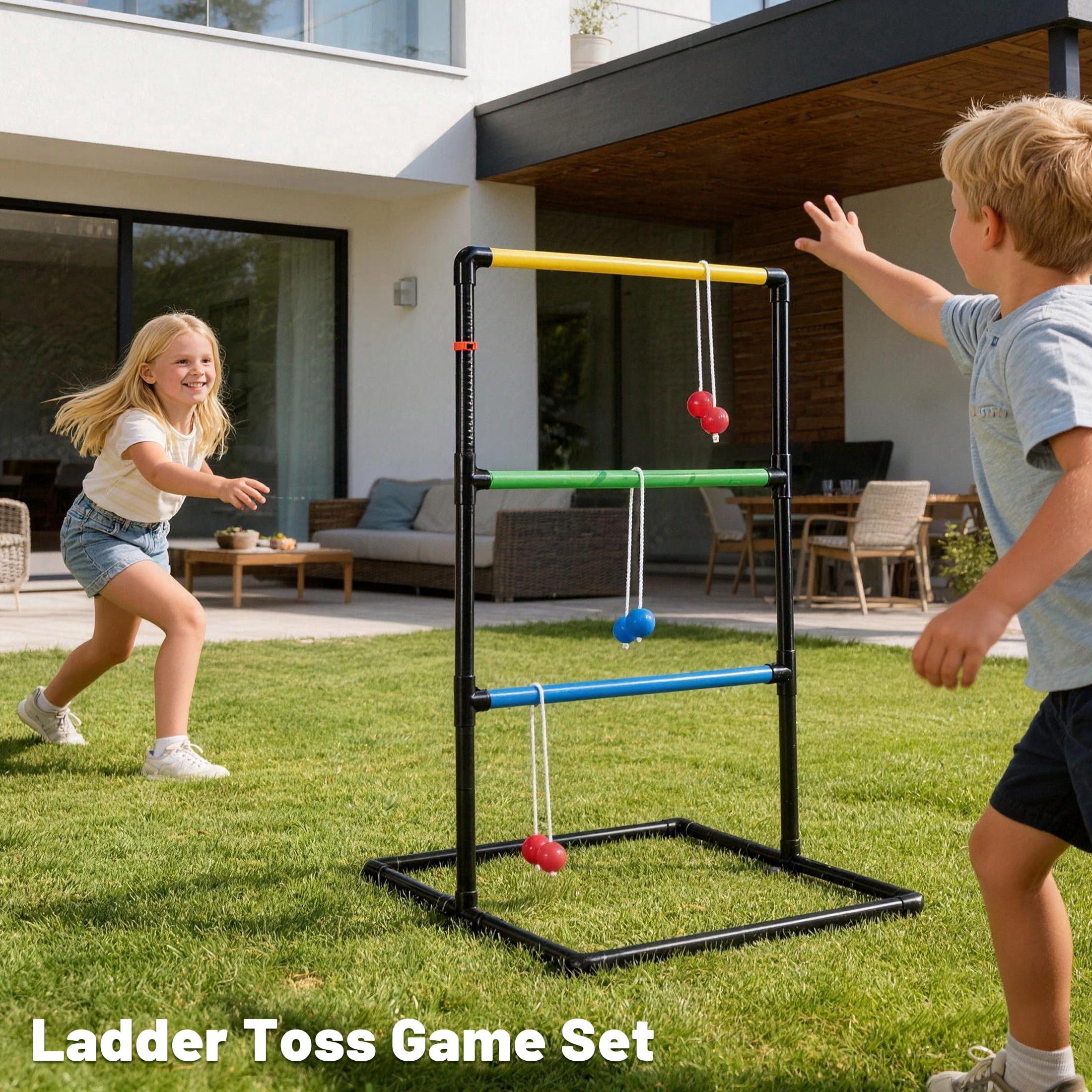 EDX Ladder Ball, Toss Game Set with Balls, Ladderball Tossing & Golf Tossing Games for Yard, Outdoor Lawn Fun Game for Family, with 6 Bolas, Score Trackers & Carry Bag.