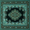 thumbnail image 1 of Ahgly Company Indoor Square Medallion Turquoise Blue Traditional Area Rugs, 5' Square, 1 of 4