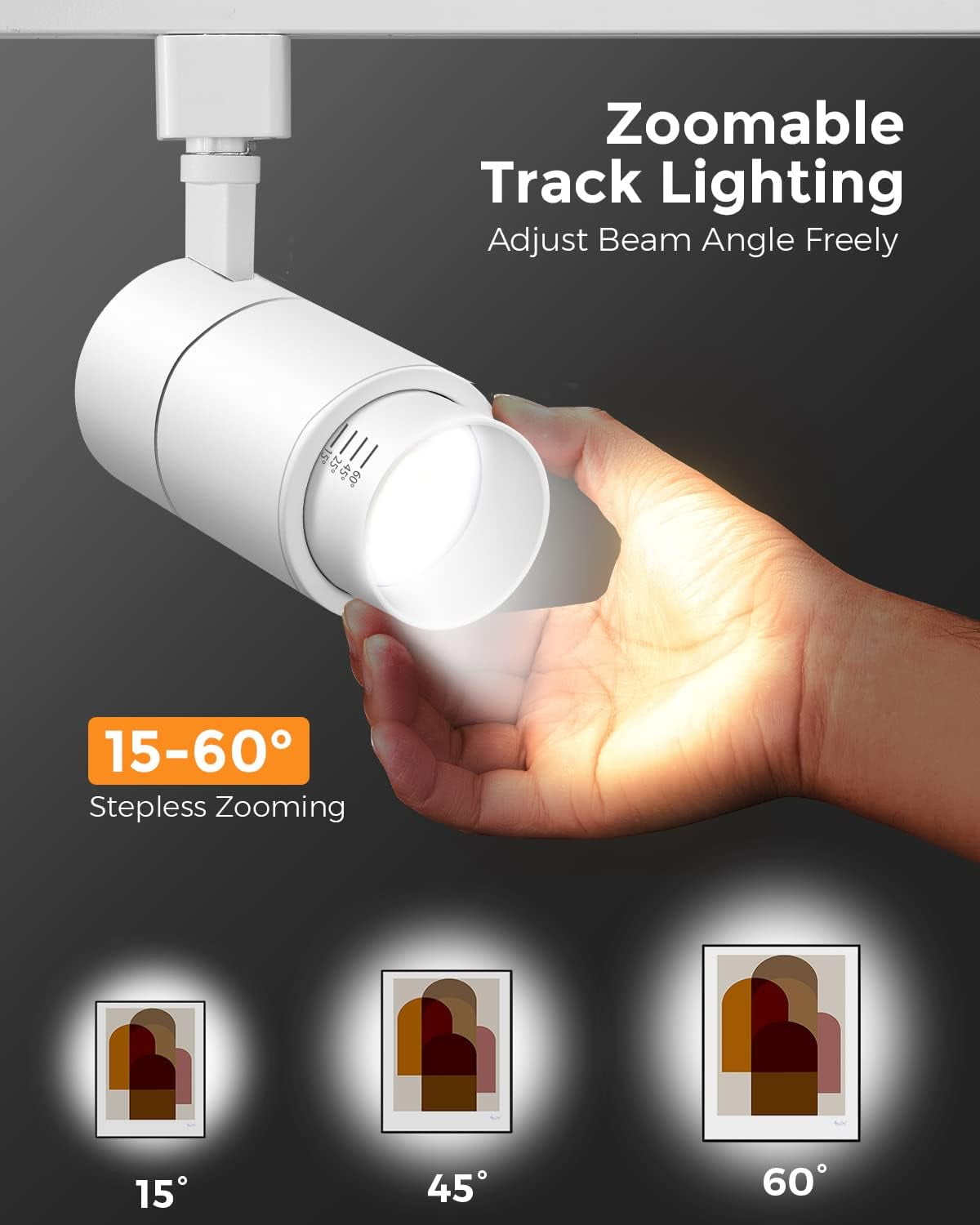 VANoopee 3-Color Zoomable 20W LED Track Lighting Heads H Type Track Light Heads Dimmable Bright Ceiling Spotlight Fixtures for Kitchen, 3000K 4000K 5000K Adjustable, CRI90+ 15°-60° 2000lm White 4 Pack