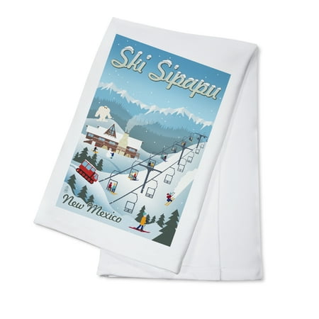 Sipapu, New Mexico - Retro Ski Resort - Lantern Press Artwork (100% Cotton Kitchen (Best Ski Resorts In New Mexico)